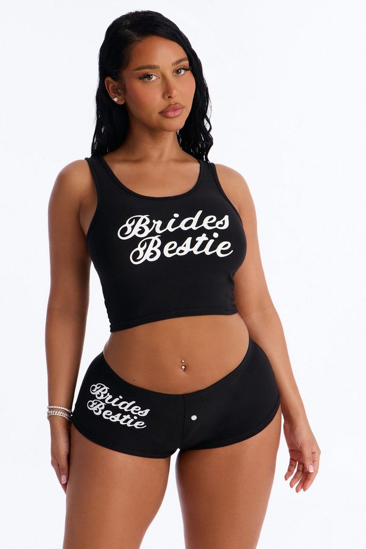Brides Besties PJ Tank & Short Set - Black
