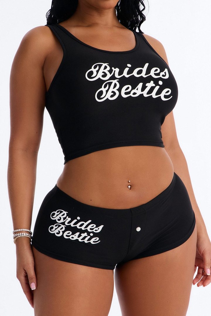 Brides Besties PJ Tank & Short Set - Black