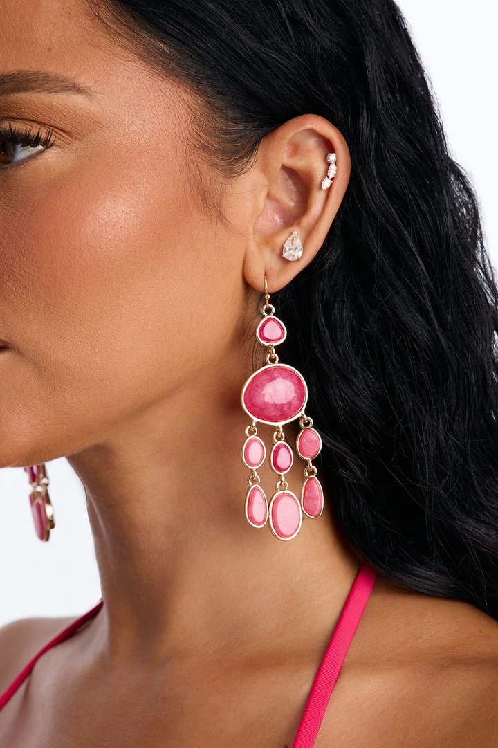 You Glow And Shine Drop Earrings - Pink