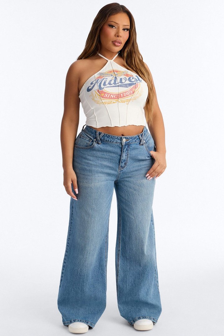 Midwest Cropped Halter Top - White