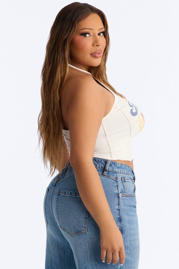 Midwest Cropped Halter Top - White