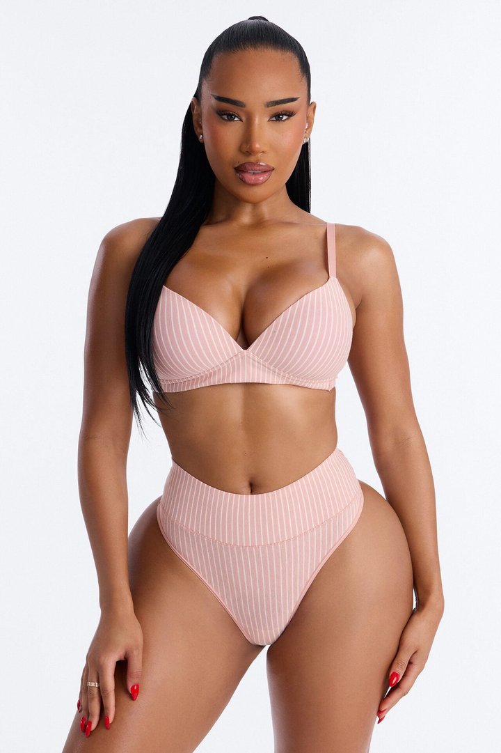 Cotton Stretch Comfort High Waist Thong - Rose