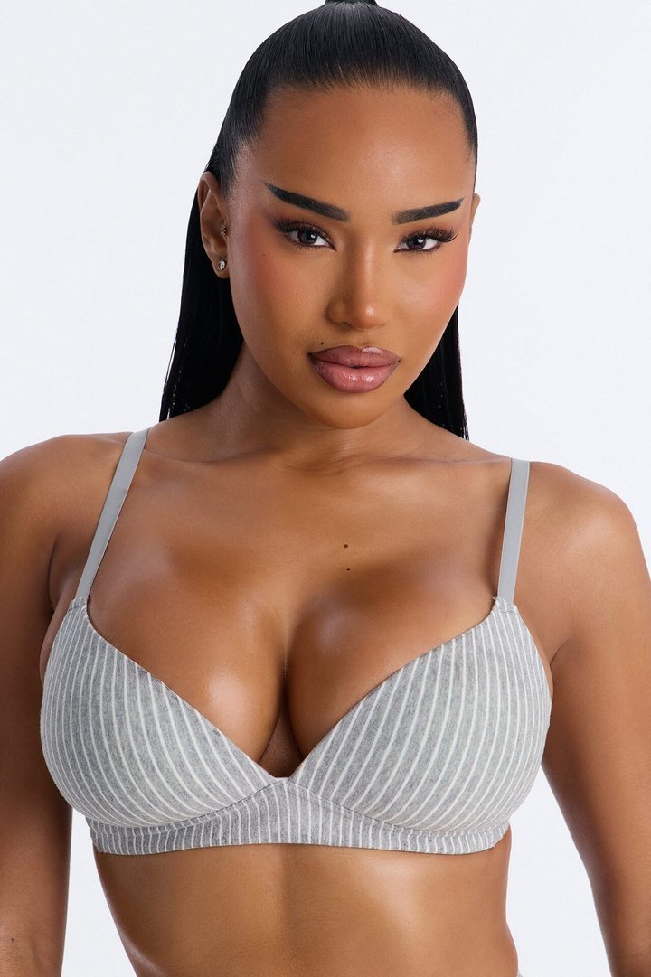 Cotton Stretch Comfort Wirefree Bra - Grey