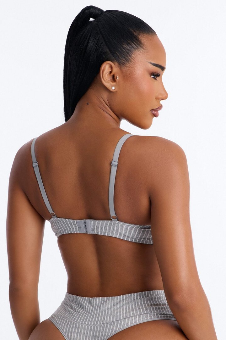 Cotton Stretch Comfort Wirefree Bra - Grey