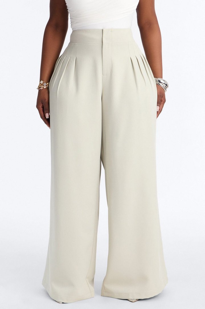 Adele Pleated Wide Leg Trouser Pant 33″ - Mint
