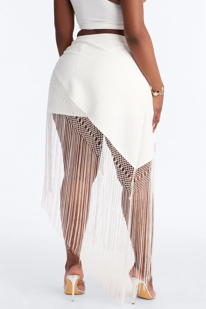 Willow Fringe Wrap Short - Ivory