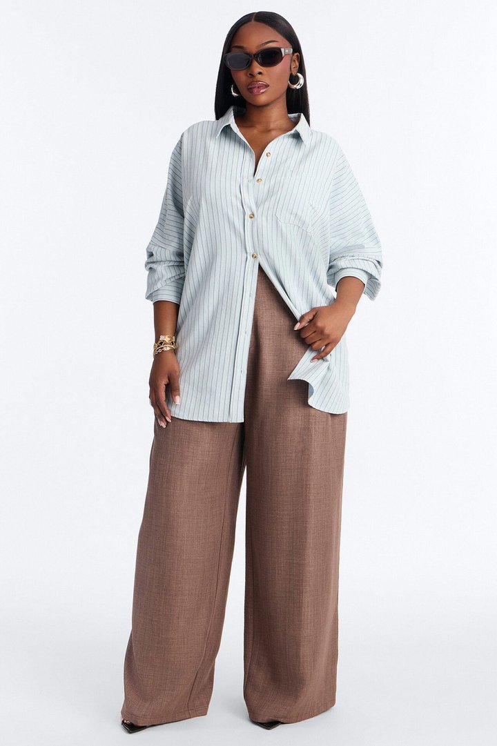Make My Move Pinstripe Shirt - Blue/combo