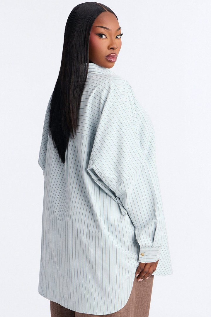 Make My Move Pinstripe Shirt - Blue/combo