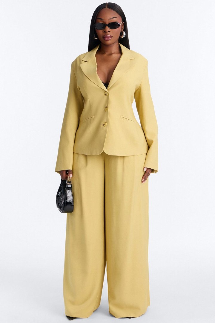 Elyse Linen Fitted Blazer - Honey