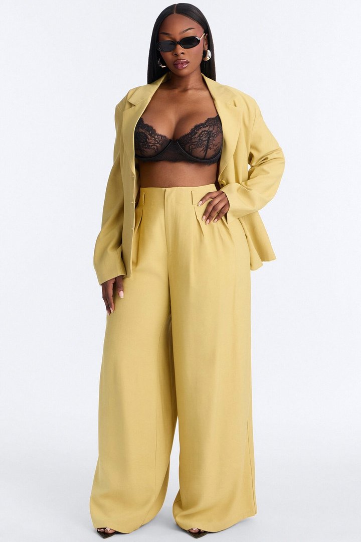 Elyse Linen High Rise Pleated Trousers - Honey