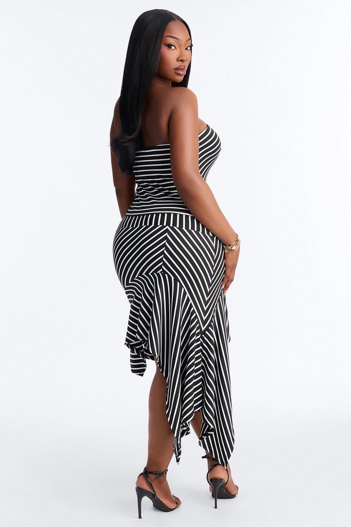 Iris Striped Strapless Mini Dress - Black/White