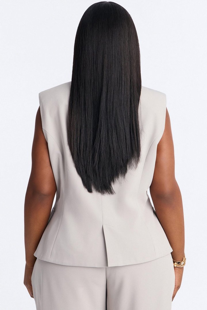 Everything in Order Double Breasted Sleeveless Fitted Blazer - Light Grey