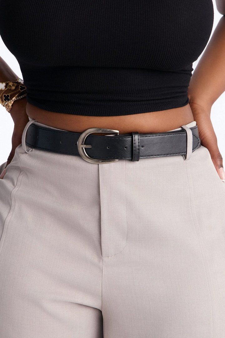 Maple Barrel Leg Belted Trouser - Grey