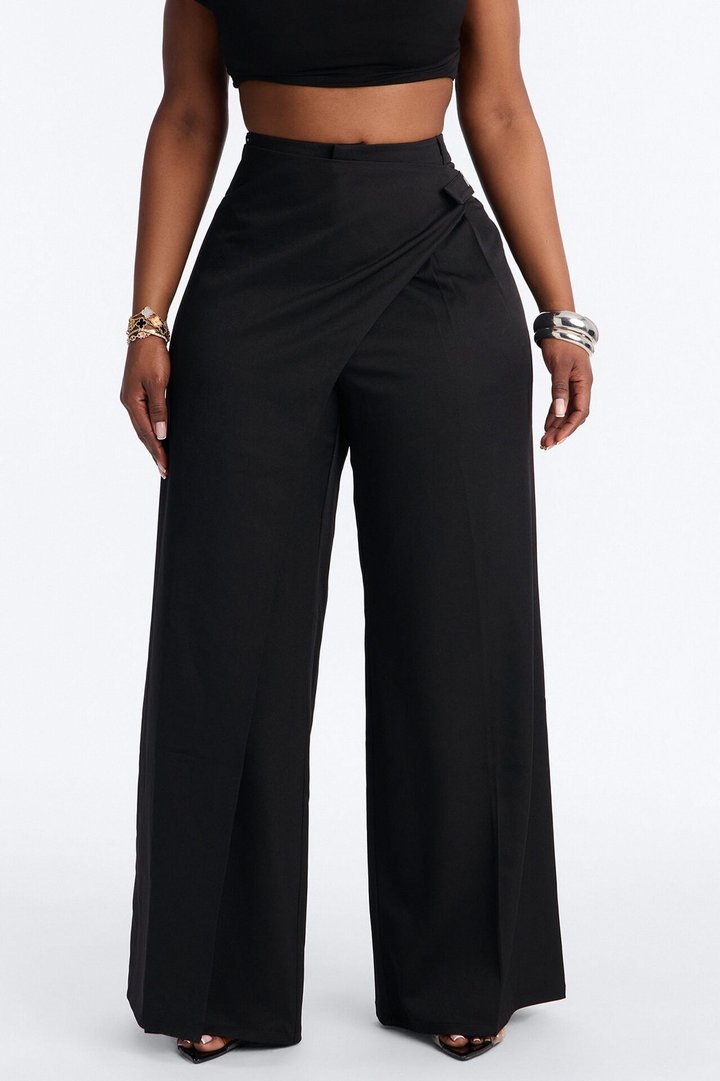 Tailored Touch Wrap Front Trouser 33″ - Black