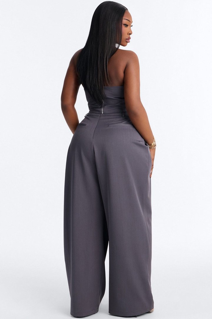 Let Me Be Draped Pant Set - Charcoal