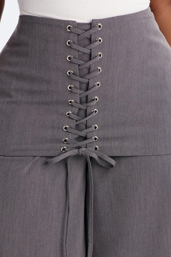 Carter High Rise Removable Corset Wide Leg Trouser - Grey