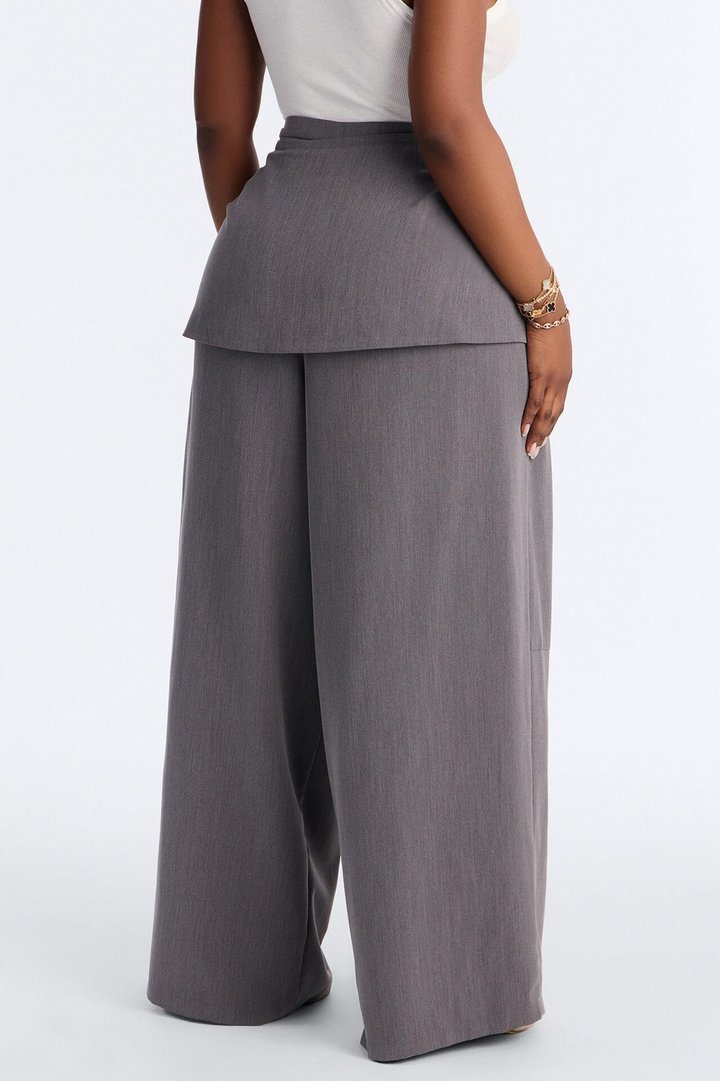 Carter High Rise Removable Corset Wide Leg Trouser - Grey
