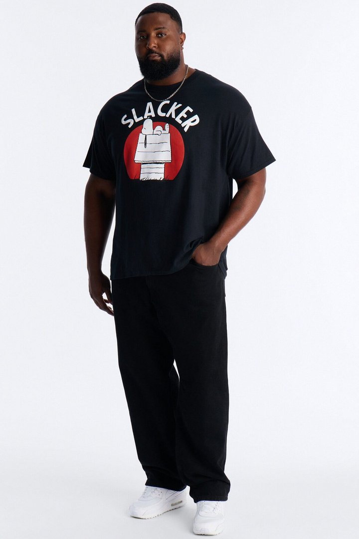 Peanuts Snoopy Slacker Short Sleeve Tee - Black