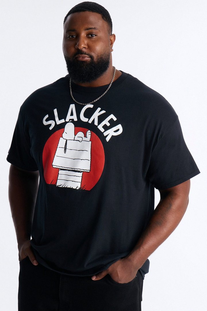 Peanuts Snoopy Slacker Short Sleeve Tee - Black