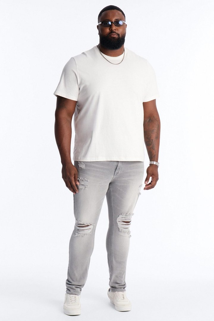 Essential Destroyed Skinny Stretch Jean - Grey