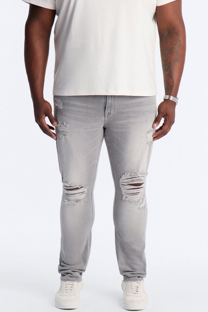 Essential Destroyed Skinny Stretch Jean - Grey