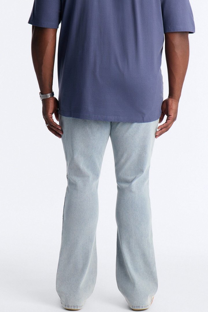 Stacked Slim Flare Embossed Supernova Jeans - Light Wash