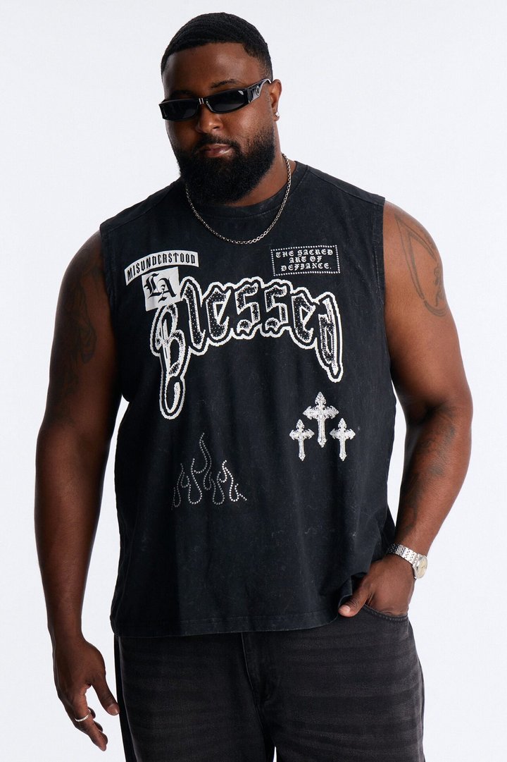 Sacred Blessed Washed Muscle Tee - Black