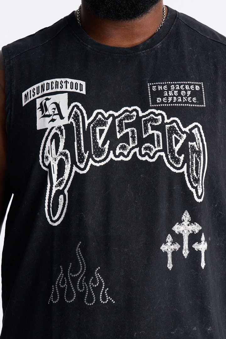 Sacred Blessed Washed Muscle Tee - Black