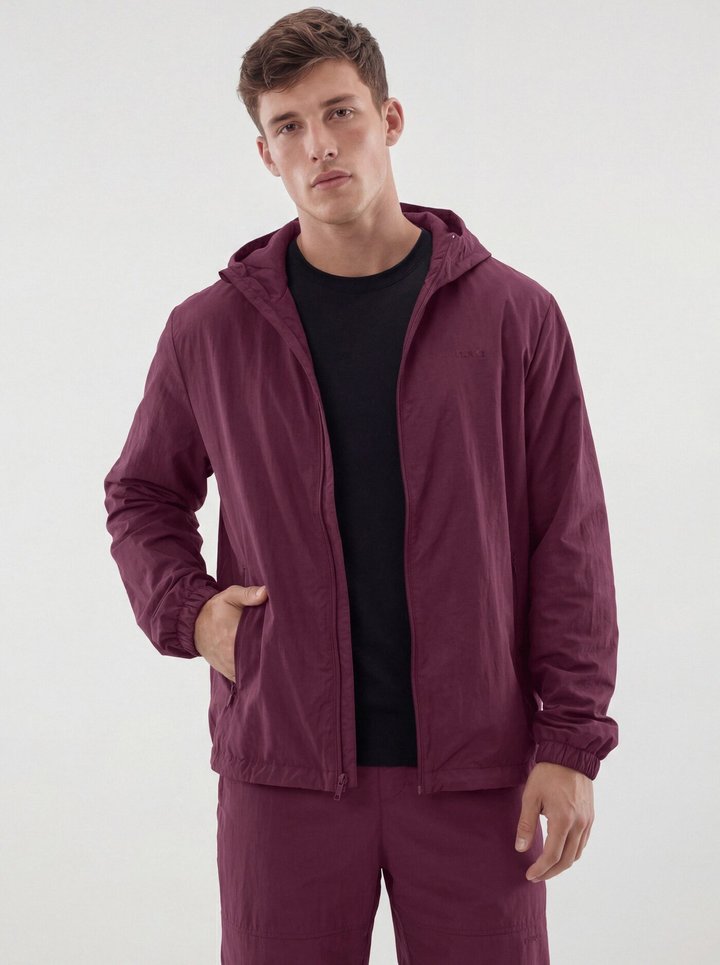 CoreNylon Hooded Full Zip Jacket - Merlot