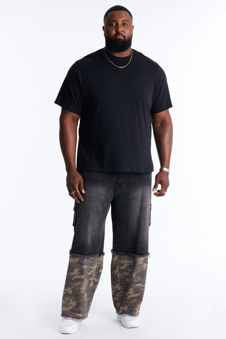 Baggy Safari Split Cargo Jean - Black Wash