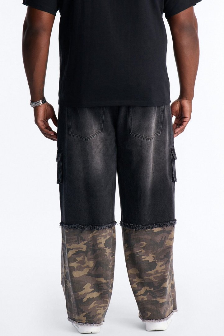 Baggy Safari Split Cargo Jean - Black Wash