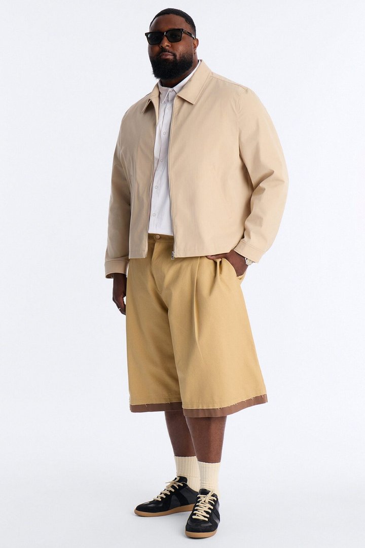 Baggy Pleated Milano Short - Tan