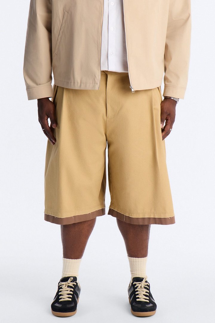 Baggy Pleated Milano Short - Tan