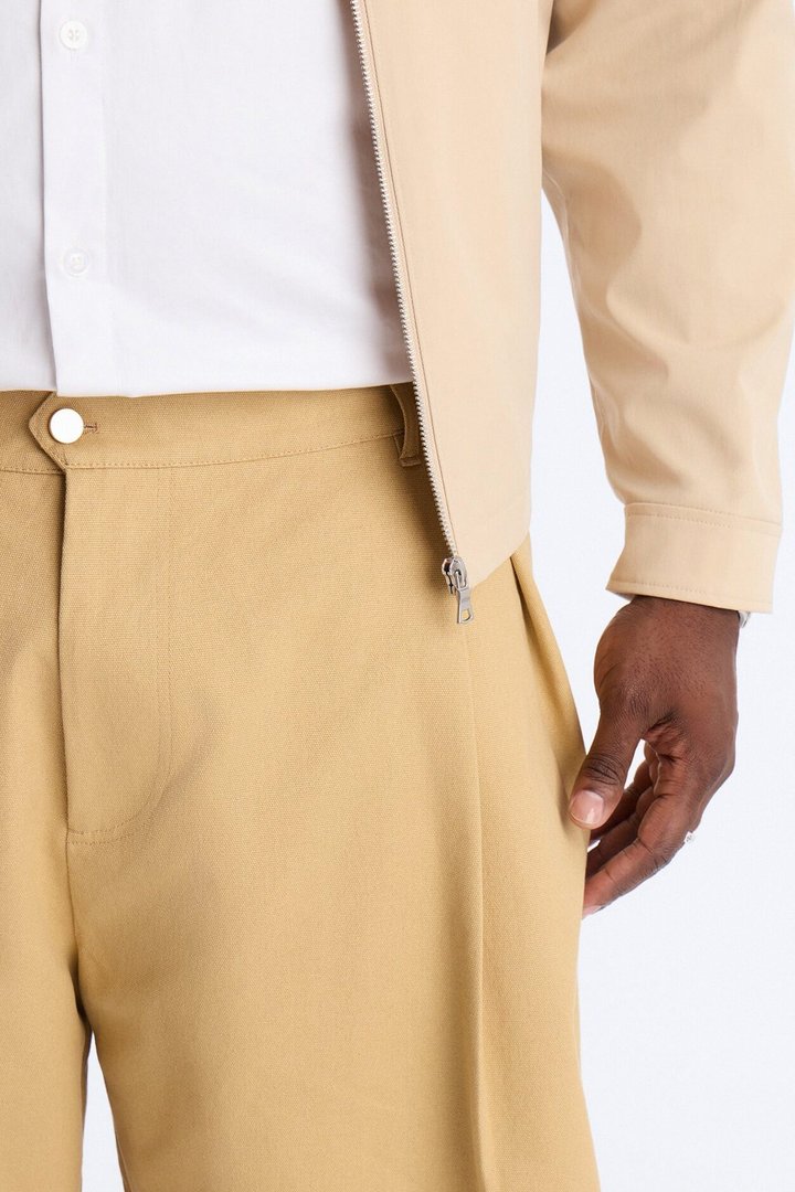 Baggy Pleated Milano Short - Tan
