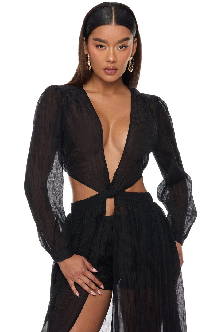 Hailey Flyaway Top Short Set - Black