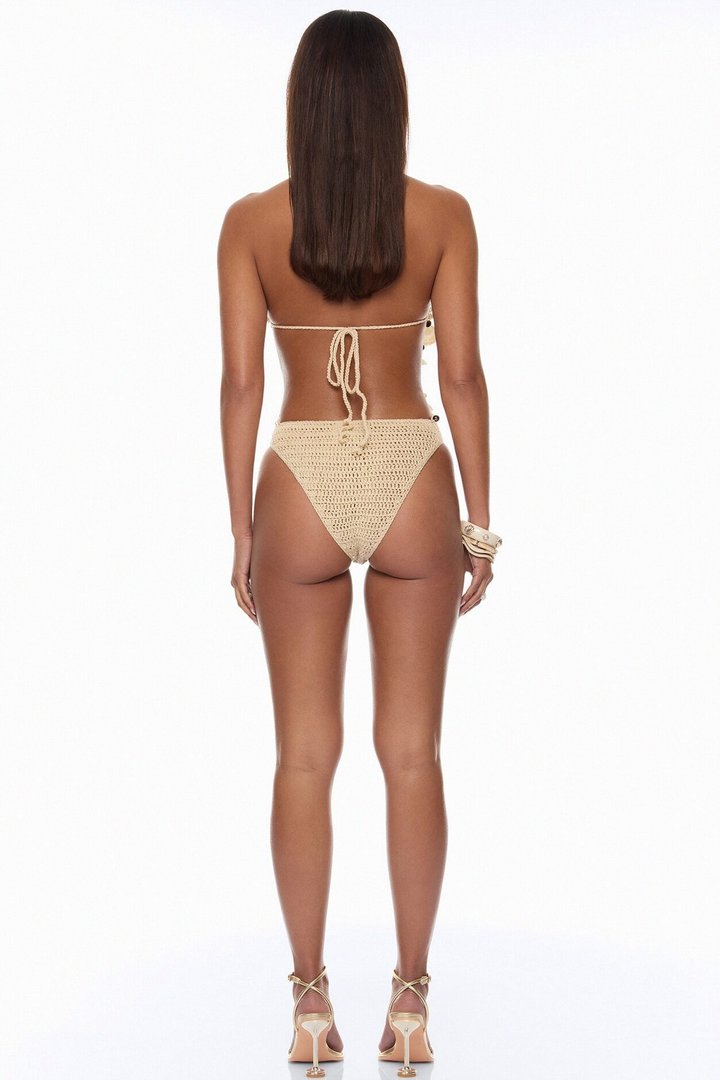 Off The Grid Crochet Sunsuit Pant 2 Piece Set - Sand