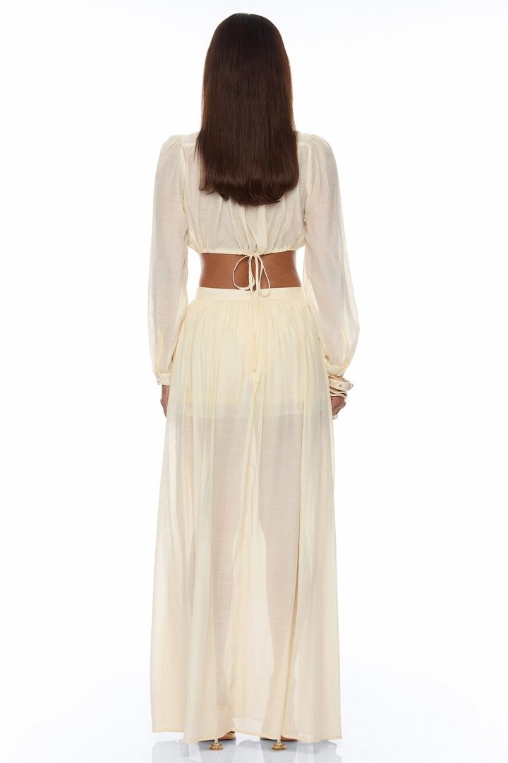 Hailey Flyaway Top Short Set - Cream