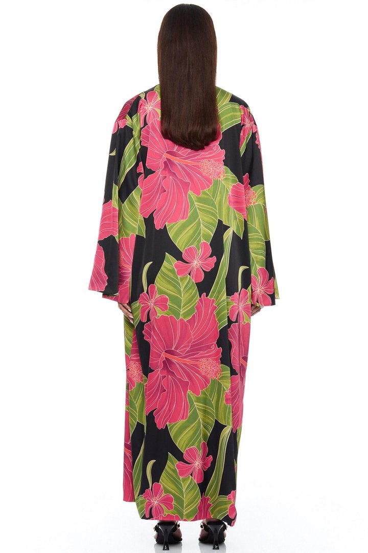 Tropic Oasis Vacation Kimono Bikini 3 Piece Set - Black/combo