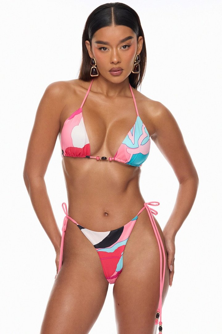 Eyes On Me Satin Kimono Bikini 4 Piece Set - Pink/combo