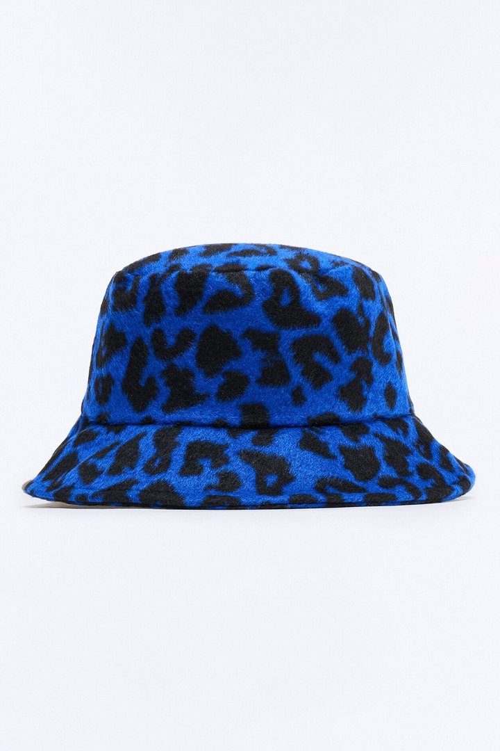 Leopard Print Bucket Hat - Blue