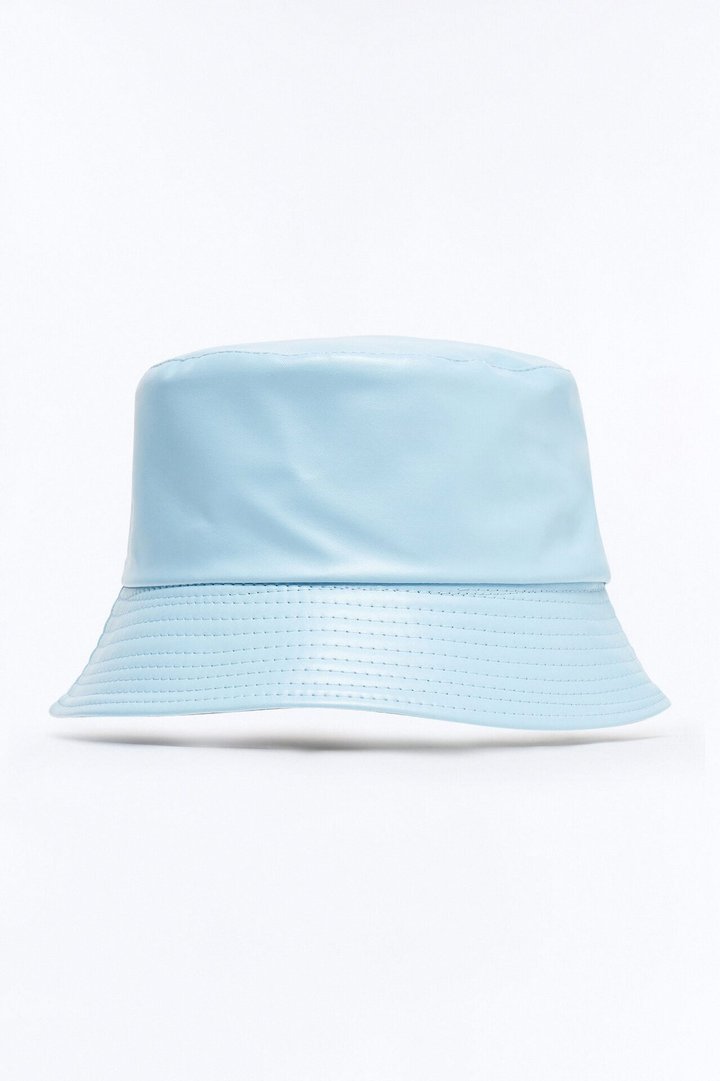 Faux Leather Bucket Hat - Light Blue