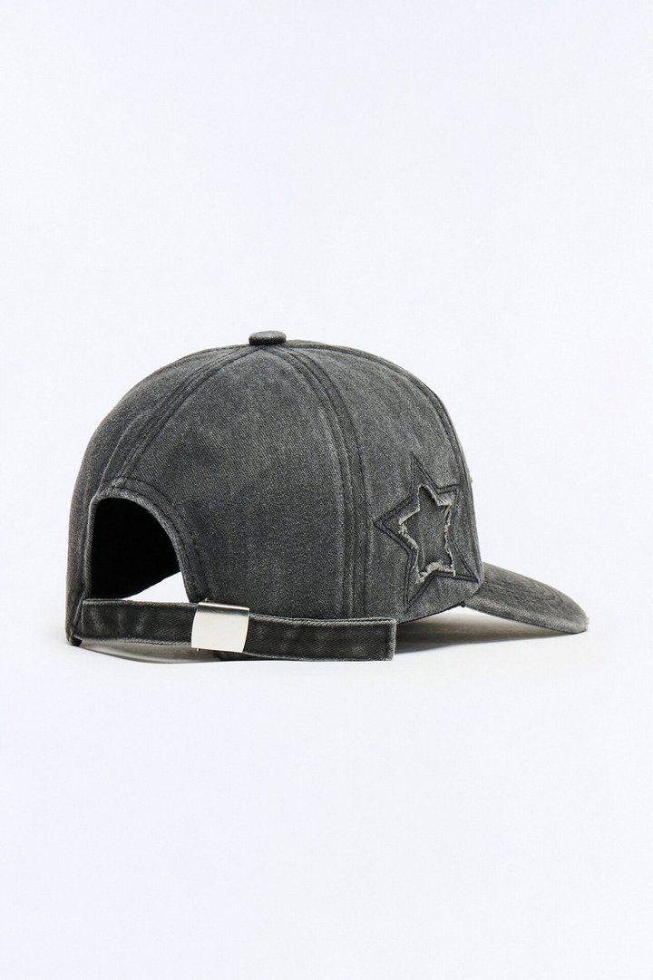 Stars Aligned Distressed Wash Snapback Hat - Black