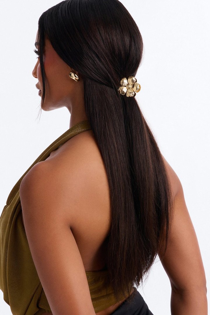 Sunset Flowers Claw Hair Clip 2 Piece Set - Gold