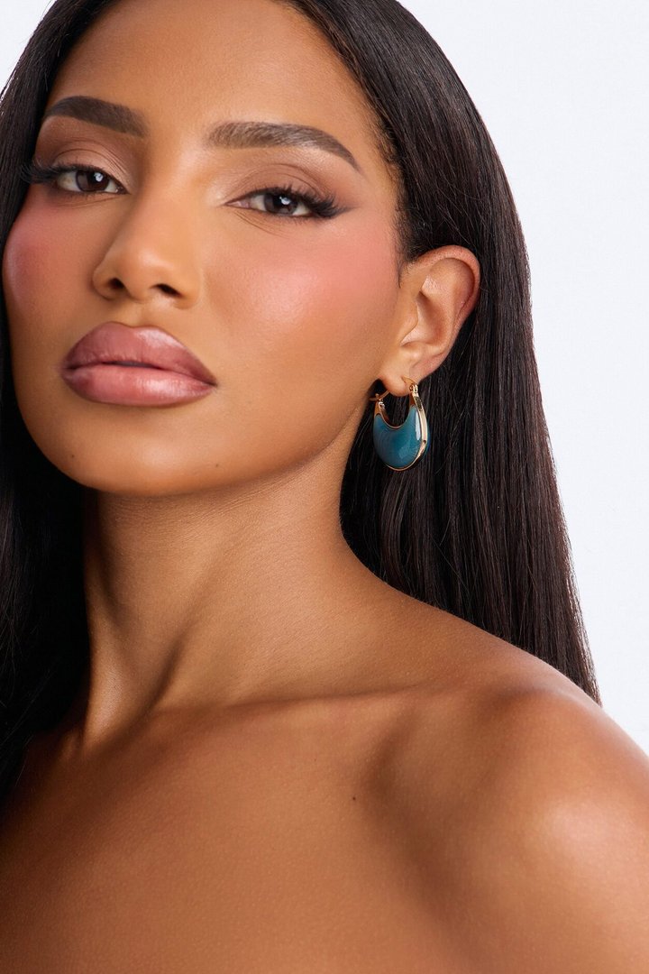 Jade Jeweled Drop Earrings - Gold/Blue