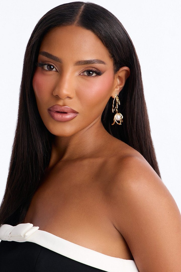 Petal Pearl Drop Earrings - Gold