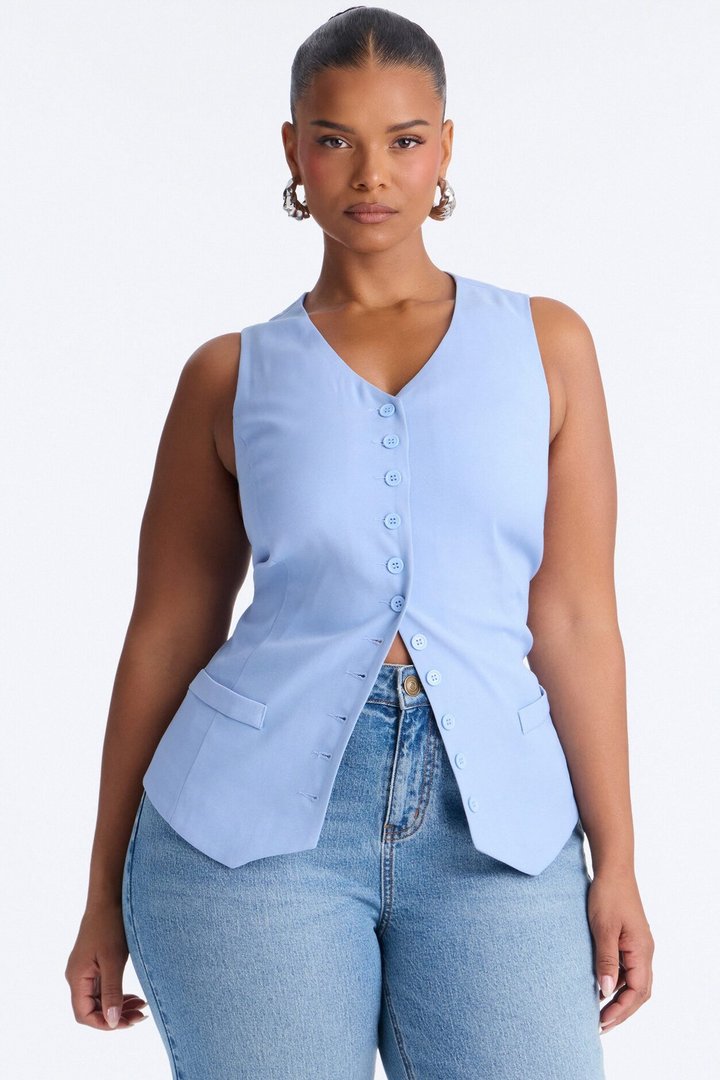 Brooklyn Babe Vest Top - Dusty Blue