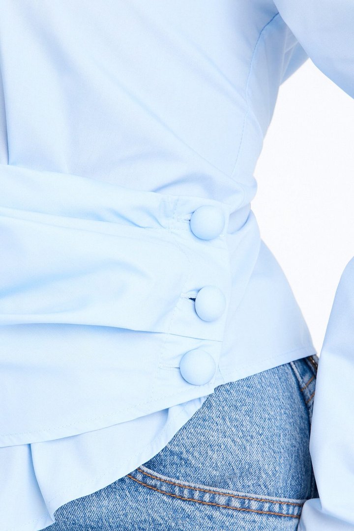 Late For Work Asymmetrical Poplin Shirt - Blue