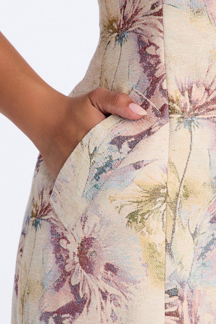 Noelle Floral Jacquard Mini Dress - Natural/Combo