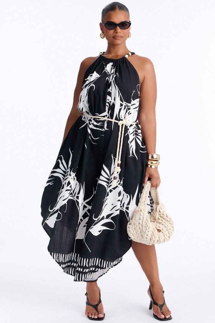Island Hours Beaded Jumpsuit - Black