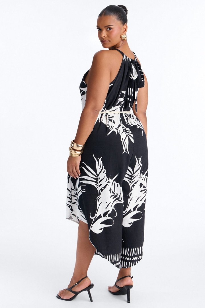 Island Hours Beaded Jumpsuit - Black
